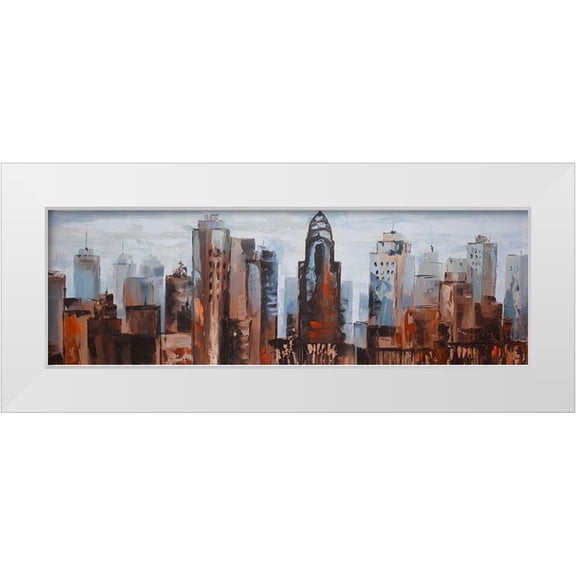 Atelier B Art Studio 14x7 White Modern Wood Framed Museum Art Print Titled - SULLEN DAY IN THE CITY