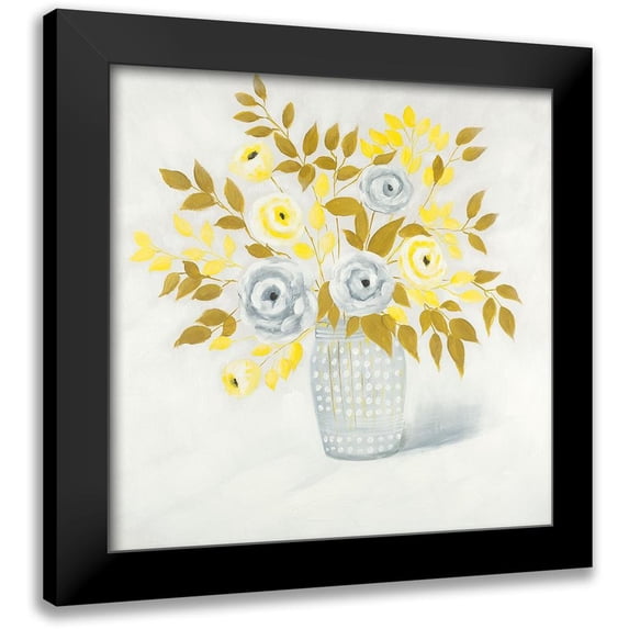Atelier B Art Studio 15x15 Black Modern Framed Museum Art Print Titled - BLUE AND YELLOW FLOWERS IN A VASE