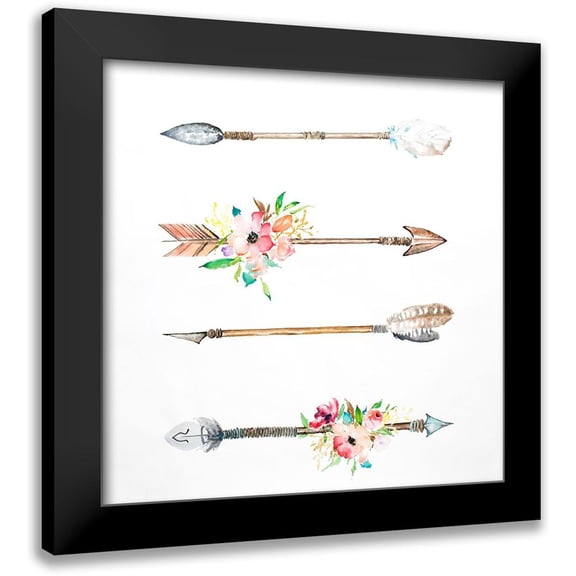 Atelier B Art Studio 15x15 Black Modern Framed Museum Art Print Titled - FLÈCHES ET FLEURS