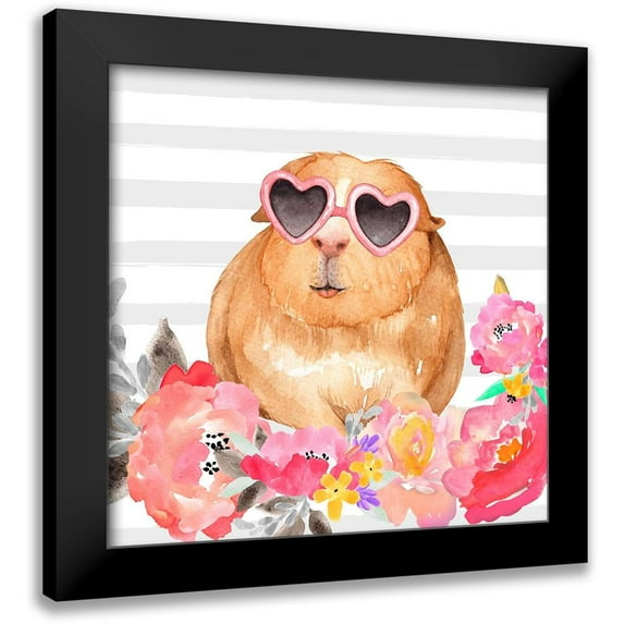 Atelier B Art Studio 15x15 Black Modern Framed Museum Art Print Titled - GUINEA PIG WITH GLASSES