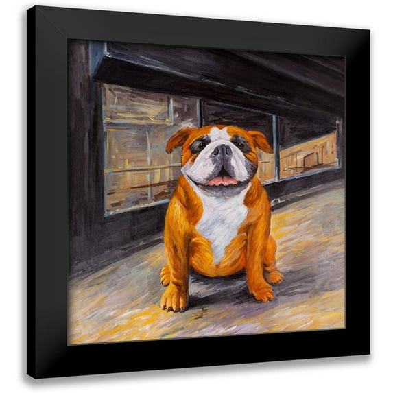Atelier B Art Studio 15x15 Black Modern Framed Museum Art Print Titled - SMILING BULLDOG