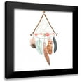 thumbnail image 1 of Atelier B Art Studio 15x15 Black Modern Framed Museum Art Print Titled - TRIANGULAR DREAM CATCHER WITH ROSES AND FEATHERS, 1 of 5