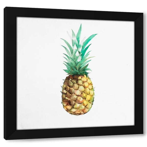 Atelier B Art Studio 15x15 Black Modern Wood Framed Wall Art Titled - Watercolor Pineapple