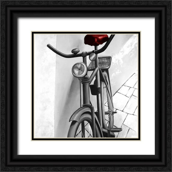 Atelier B Art Studio 15x15 Black Ornate Wood Framed with Double Matting Museum Art Print Titled - Abandoned Bicycle
