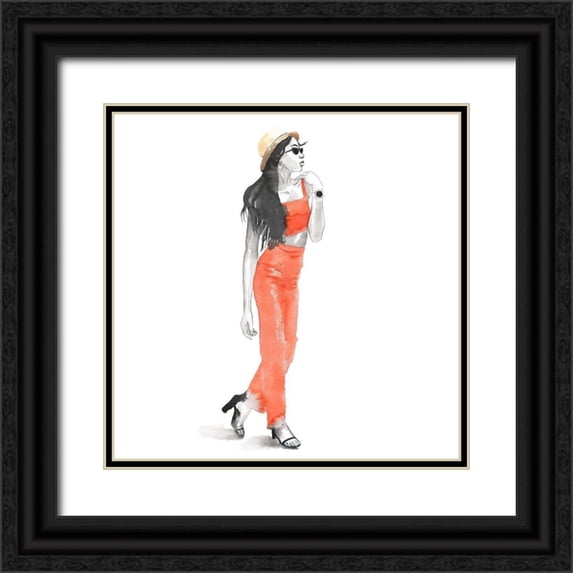 Atelier B Art Studio 15x15 Black Ornate Wood Framed with Double Matting Museum Art Print Titled - STRIKE THE POSE
