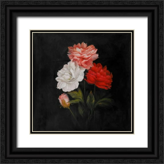Atelier B Art Studio 15x15 Black Ornate Wood Framed with Double Matting Museum Art Print Titled - Small Bouquet of Roses
