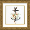 thumbnail image 1 of Atelier B Art Studio 15x15 Gold Ornate Wood Framed with Double Matting Museum Art Print Titled - ANCHOR WITH FLOWERS, 1 of 4