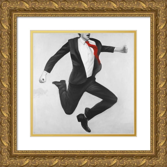 Atelier B Art Studio 15x15 Gold Ornate Wood Framed with Double Matting Museum Art Print Titled - Happy Classic Man