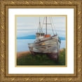 thumbnail image 1 of Atelier B Art Studio 15x15 Gold Ornate Wood Framed with Double Matting Museum Art Print Titled - Old Abandoned Boat, 1 of 4