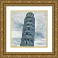 thumbnail image 1 of Atelier B Art Studio 15x15 Gold Ornate Wood Framed with Double Matting Museum Art Print Titled - Outline of Tower of Pisa in Italy, 1 of 4
