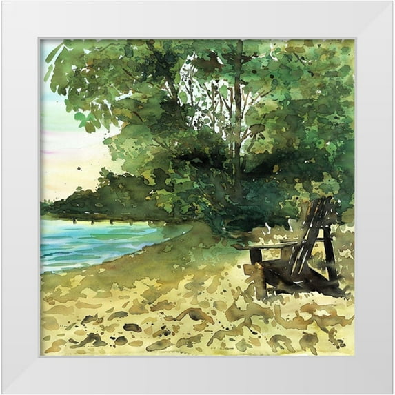 Atelier B Art Studio 15x15 White Modern Wood Framed Museum Art Print Titled - DAY AT THE LAKE