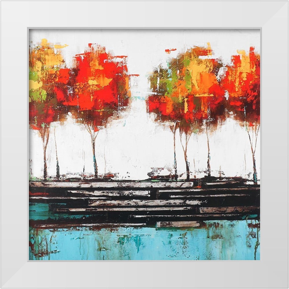 Atelier B Art Studio 15x15 White Modern Wood Framed Museum Art Print Titled MODERN STYLE TREES