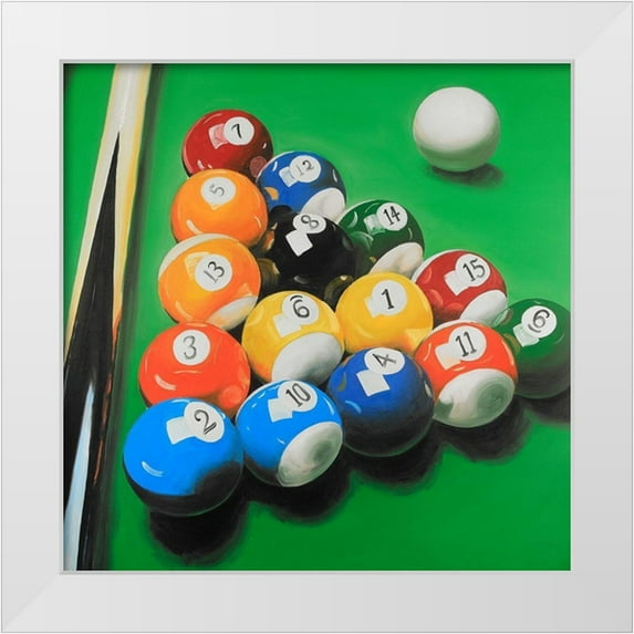 Atelier B Art Studio 15x15 White Modern Wood Framed Museum Art Print Titled - Pool Table with Ball Formation
