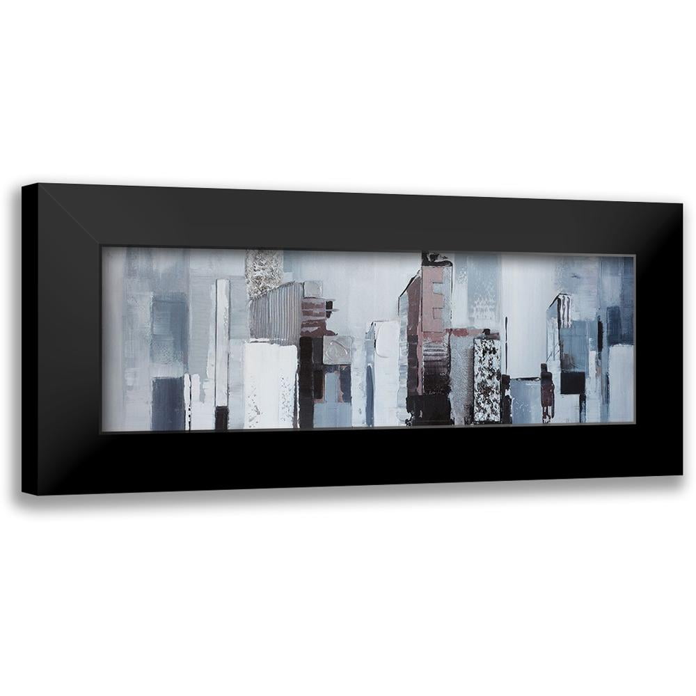 Atelier B Art Studio 18x9 Black Modern Framed Museum Art Print Titled ABSTRACT BUILDING SHAPES