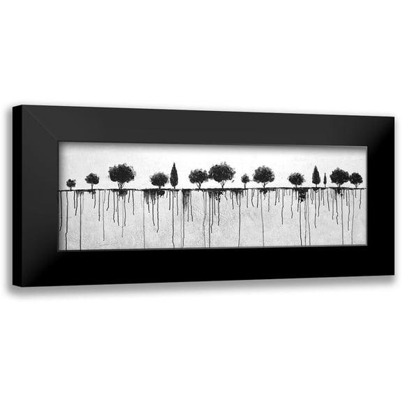 Atelier B Art Studio 18x9 Black Modern Framed Museum Art Print Titled - INK BLEEDING TREES