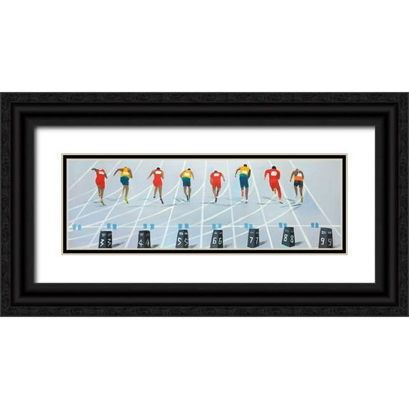 Atelier B Art Studio 18x9 Black Ornate Wood Framed with Double Matting Museum Art Print Titled - Race of 10 meters