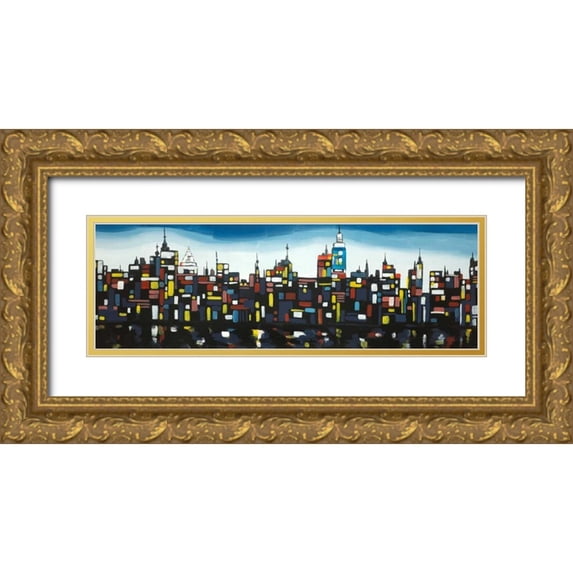 Atelier B Art Studio 18x9 Gold Ornate Wood Framed with Double Matting Museum Art Print Titled - Colorful Buildings