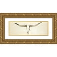 thumbnail image 1 of Atelier B Art Studio 18x9 Gold Ornate Wood Framed with Double Matting Museum Art Print Titled - Longhorn Cattle Skull, 1 of 4