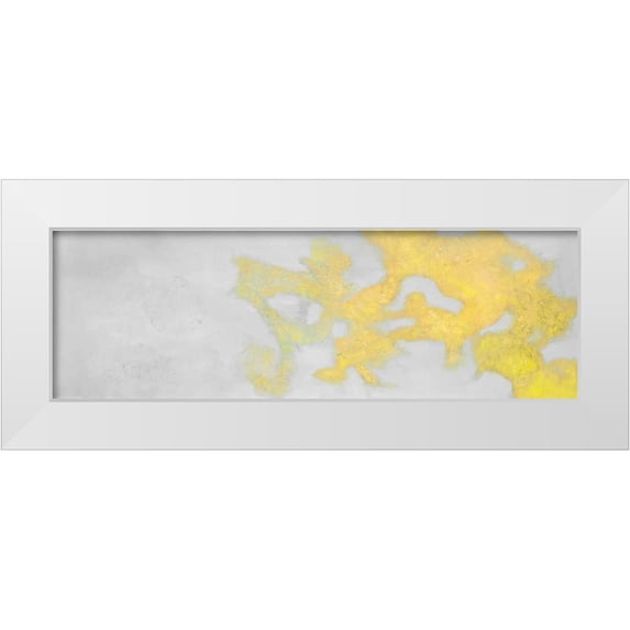 Atelier B Art Studio 18x9 White Modern Wood Framed Museum Art Print Titled - Abstract Golden clouds