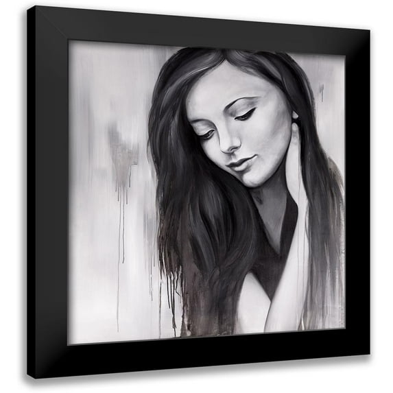 Atelier B Art Studio 20x20 Black Modern Framed Museum Art Print Titled - REALISTIC WOMAN PORTRAIT