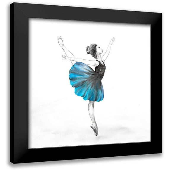 Atelier B Art Studio 20x20 Black Modern Framed Museum Art Print Titled - Small Blue Ballerina