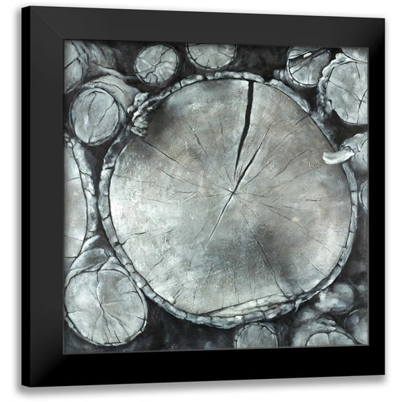 Atelier B Art Studio 20x20 Black Modern Framed Museum Art Print Titled - Stacked Wood Logs