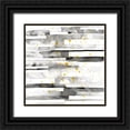 thumbnail image 1 of Atelier B Art Studio 20x20 Black Ornate Wood Framed with Double Matting Museum Art Print Titled - BLACK STRIPES WITH GOLD SPLASH, 1 of 4