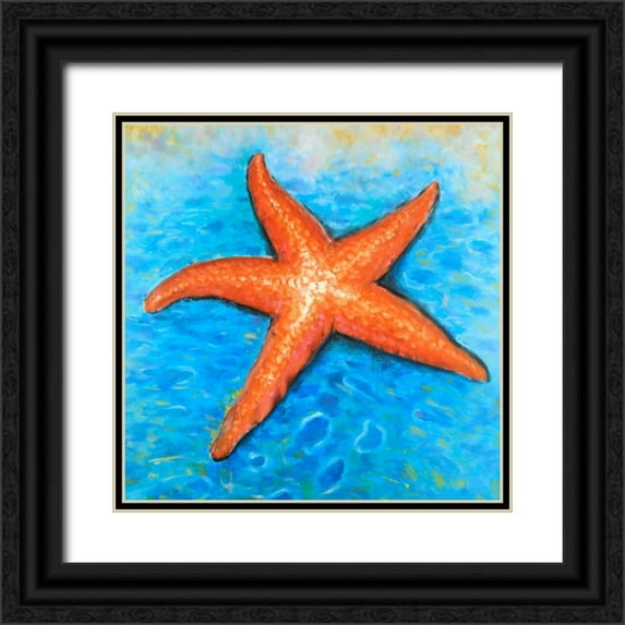 Atelier B Art Studio 20x20 Black Ornate Wood Framed with Double Matting Museum Art Print Titled - Vivid Starfish