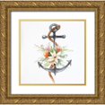 thumbnail image 1 of Atelier B Art Studio 20x20 Gold Ornate Wood Framed with Double Matting Museum Art Print Titled - ANCHOR WITH FLOWERS, 1 of 4