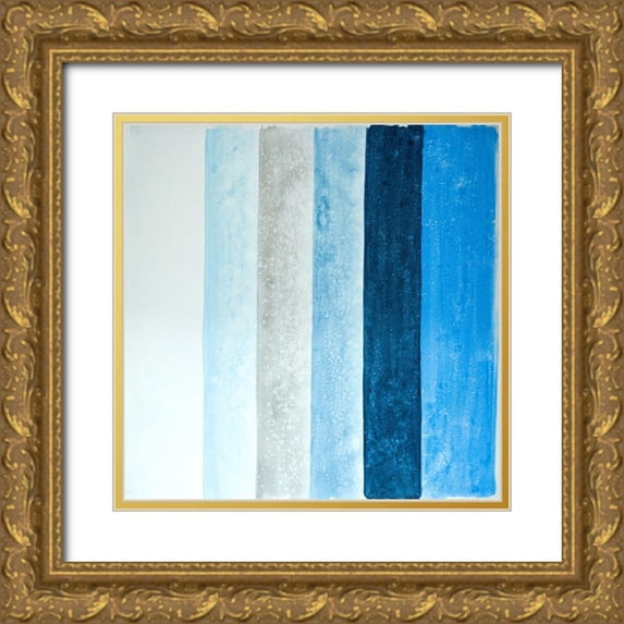Atelier B Art Studio 20x20 Gold Ornate Wood Framed with Double Matting Museum Art Print Titled - BLUE STRIPES