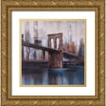 thumbnail image 1 of Atelier B Art Studio 20x20 Gold Ornate Wood Framed with Double Matting Museum Art Print Titled - BROWN AND BLUE BROOKLYN BRIDGE, 1 of 4