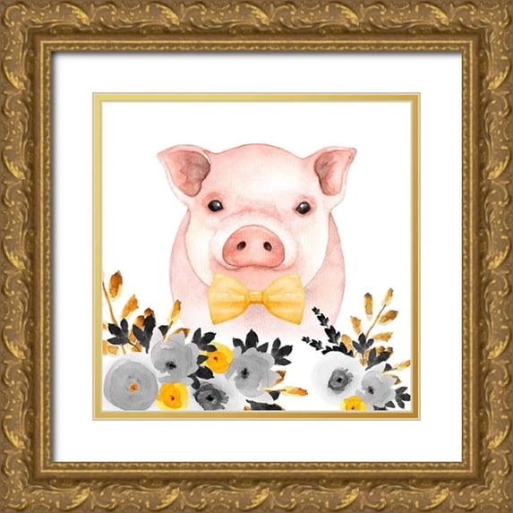 Atelier B Art Studio 20x20 Gold Ornate Wood Framed with Double Matting Museum Art Print Titled - CHIC PIG