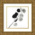 thumbnail image 1 of Atelier B Art Studio 20x20 Gold Ornate Wood Framed with Double Matting Museum Art Print Titled - Grayscale Branch with Round Shape Leaves, 1 of 4
