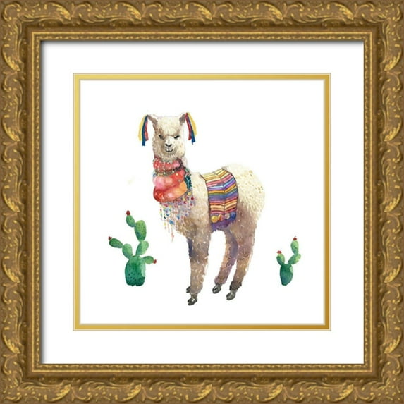 Atelier B Art Studio 20x20 Gold Ornate Wood Framed with Double Matting Museum Art Print Titled - LAMA PARADE