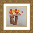 thumbnail image 1 of Atelier B Art Studio 20x20 Gold Ornate Wood Framed with Double Matting Museum Art Print Titled - Leather Boots with Daisy Flowers, 1 of 4