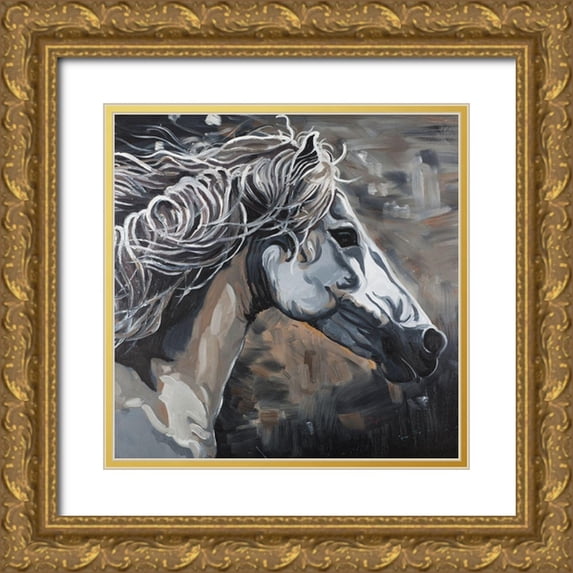 Atelier B Art Studio 20x20 Gold Ornate Wood Framed with Double Matting Museum Art Print Titled - Side Wild Horse