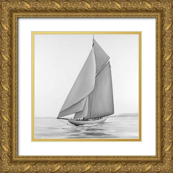 Atelier B Art Studio 20x20 Gold Ornate Wood Framed with Double Matting Museum Art Print Titled - Vintage Sailing Ship