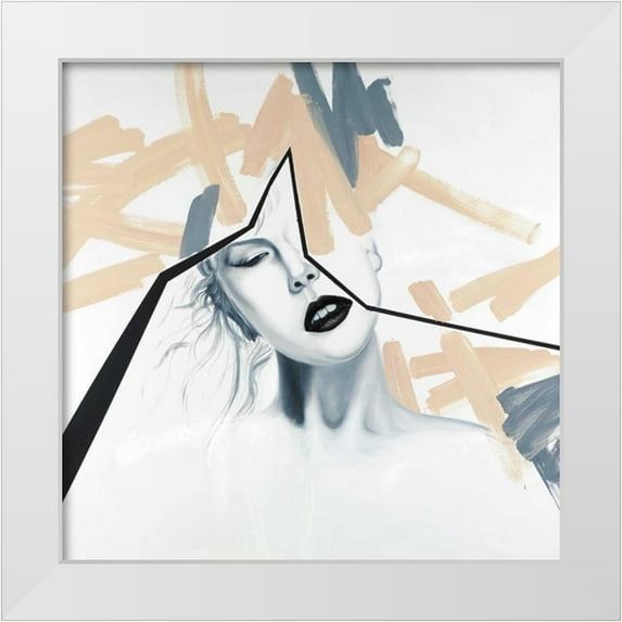 Atelier B Art Studio 20x20 White Modern Wood Framed Museum Art Print Titled - Abstract Beige Woman Portrait