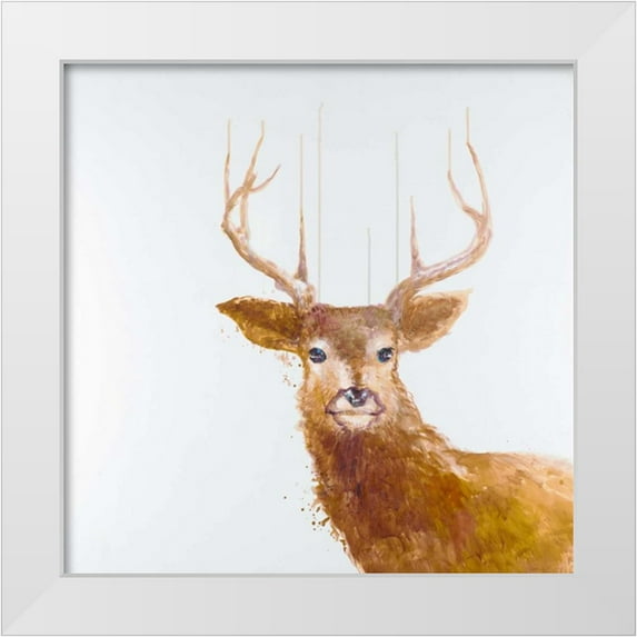 Atelier B Art Studio 20x20 White Modern Wood Framed Museum Art Print Titled - Abstract Deer
