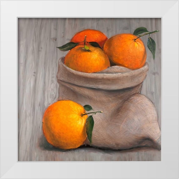 Atelier B Art Studio 20x20 White Modern Wood Framed Museum Art Print Titled - Bag of Orange Fruit
