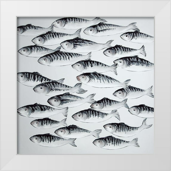 Atelier B Art Studio 20x20 White Modern Wood Framed Museum Art Print Titled - GRAY SCHOOL OF FISH