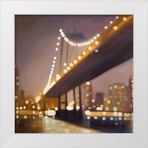 Atelier B Art Studio 20x20 White Modern Wood Framed Museum Art Print Titled - NEW-YORK AT NIGHT