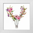 thumbnail image 1 of Atelier B Art Studio 20x20 White Modern Wood Framed Museum Art Print Titled - Rustic Deer Skull with Flowers, 1 of 4