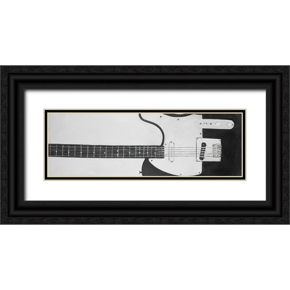 Atelier B Art Studio 24x10 Black Ornate Wood Framed with Double Matting Museum Art Print Titled - BLACK ROCK GUITAR