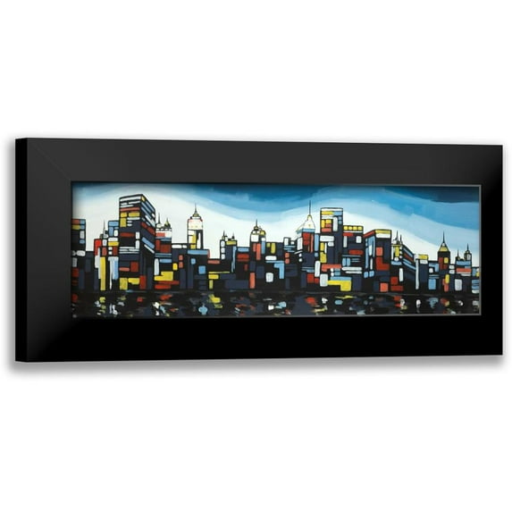 Atelier B Art Studio 24x11 Black Modern Framed Museum Art Print Titled - Colorful City