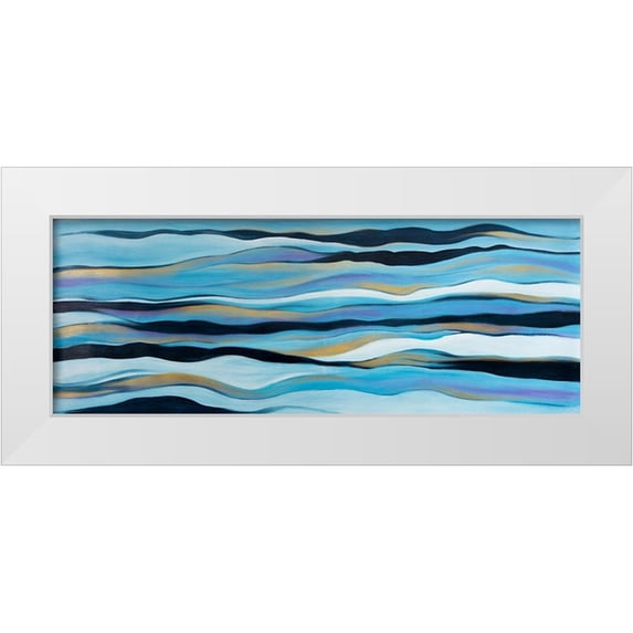 Atelier B Art Studio 24x11 White Modern Wood Framed Museum Art Print Titled - BLUE SWEEP
