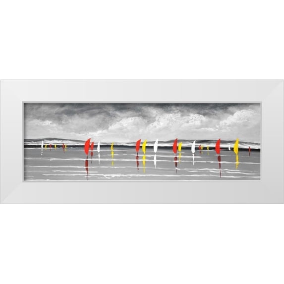 Atelier B Art Studio 24x11 White Modern Wood Framed Museum Art Print Titled - Sailboats on the Lake