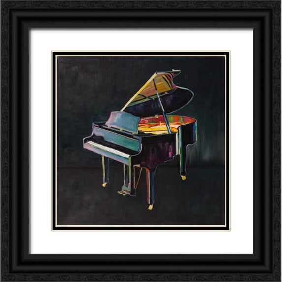 Atelier B Art Studio 26x26 Black Ornate Wood Framed with Double Matting Museum Art Print Titled - Colorful Realistic Piano
