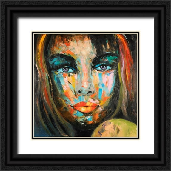 Atelier B Art Studio 26x26 Black Ornate Wood Framed with Double Matting Museum Art Print Titled - Colorful Woman Portrait