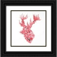 thumbnail image 1 of Atelier B Art Studio 26x26 Black Ornate Wood Framed with Double Matting Museum Art Print Titled - DEER WITH CHERRIES BLOSSOM, 1 of 4